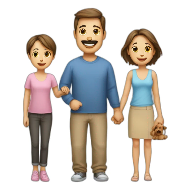 family of three, mum-dad-baby-dog sticker