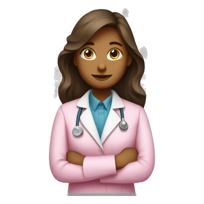 brown long hair female chemist wearing pink lab coat sticker