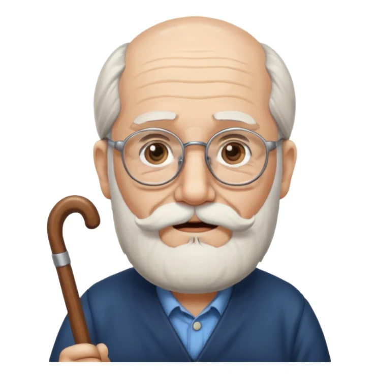 Anciano barba blanca muy larga bastón audifonos sordera lentes  sticker