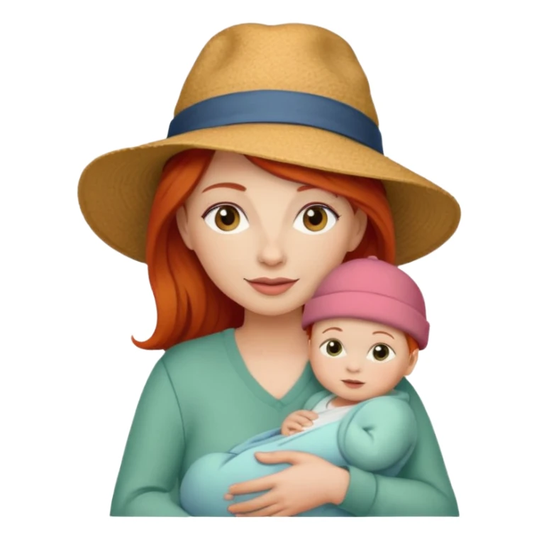 red haired Mother with Hats with her baby sticker