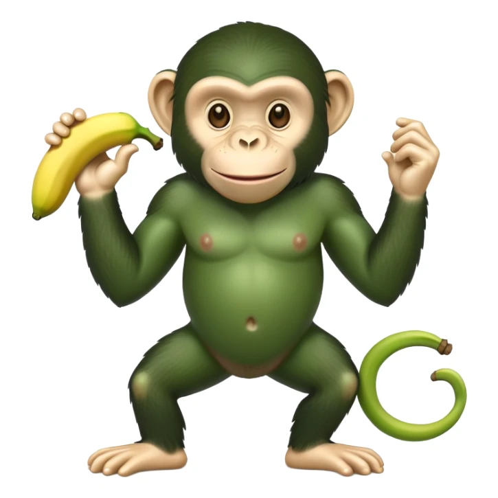 green chimpanzee with a banana body sticker