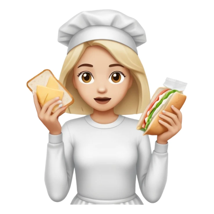 Girl shrugging holding a clear sandwich bag with white powder sticker