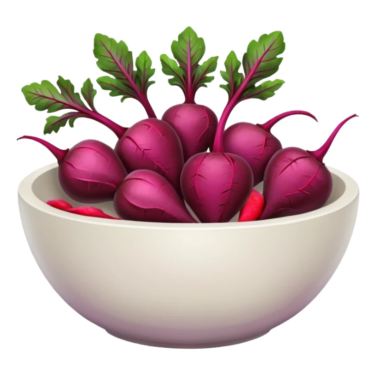 white bowl with purple-red beets sticker