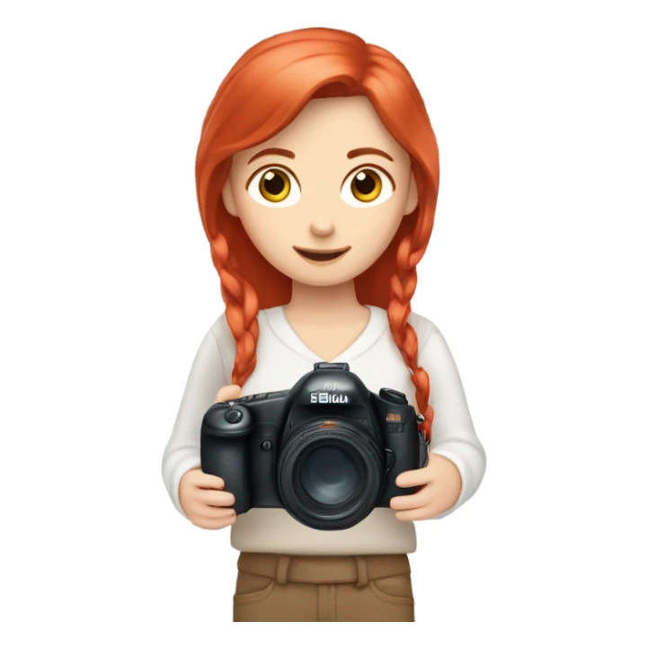 A white girl with red hair ￼and a camera in her heands  sticker