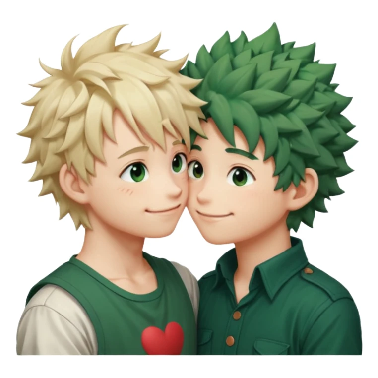 Make bakugo and deku kissing on cheeks sticker