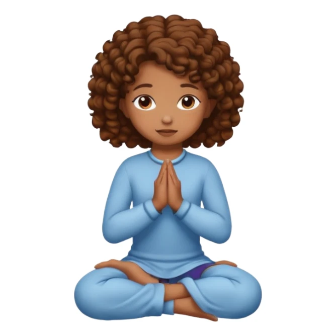 girl praying on knees curls brown sticker