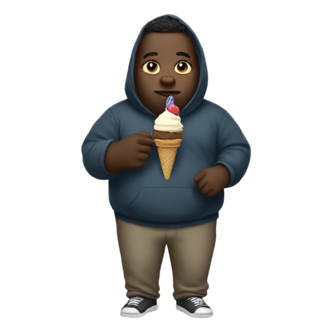 Fat black man wearing a hoodie and eating ice cream sticker