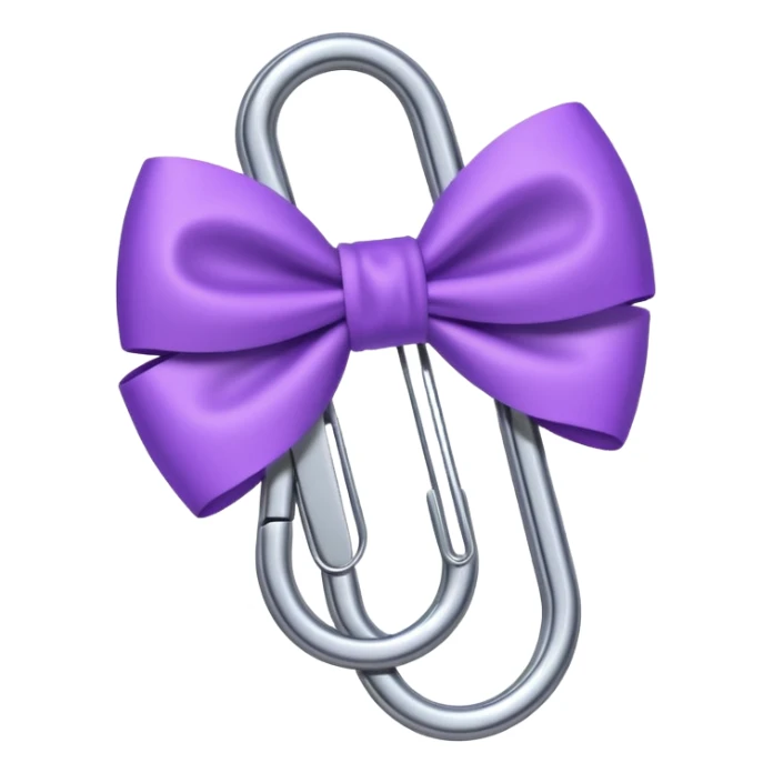 one silver paper clip with a purple bow in the middle sticker