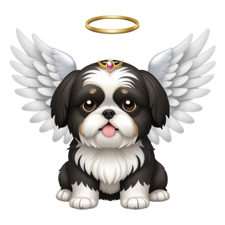 Black and white shih tzu with wings and halo sticker