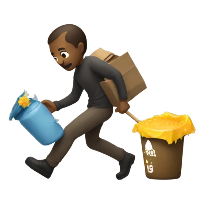 Man takes a trash out of honey  sticker