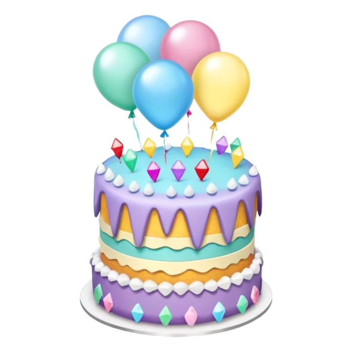 Two layer cake adorned with raw pastel jagged crystals & ballon’s sticker