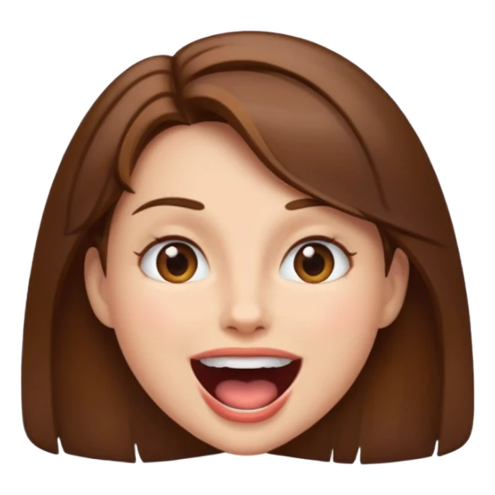 Woman brown hair. Mouth open sticker