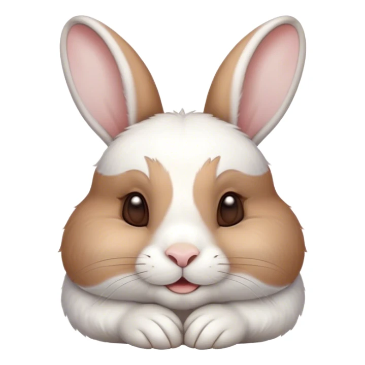 Meme-Worthy Cute Sleeping White and Brown Rabbit Portrait Emoji, Head resting peacefully with a contented smile, showcasing a delightfully balanced build and a luxuriously soft patterned fur of white and brown, eyes shut in a serene nap, Simplified yet hilariously adorable features, highly detailed, glowing with a soft, drowsy light, high shine, relaxed and utterly lovable, stylized with an air of playful laziness, bright and heartwarming, soft glowing outline, capturing the essence of a comically sleepy bunny, so meme-worthy it feels like it could instantly become the next viral sensation of adorable slumber! sticker