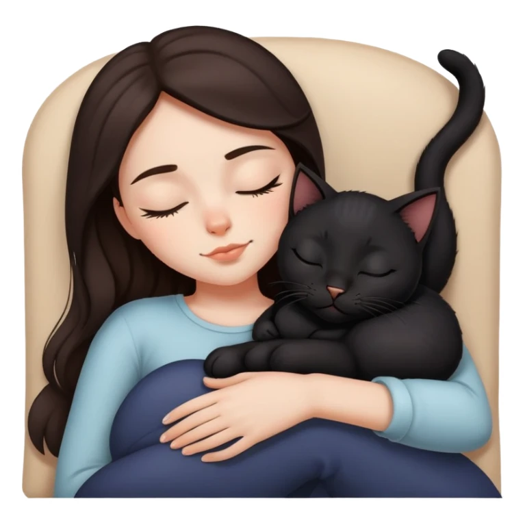 black kitty sleeping on brunette white girl's lap sticker