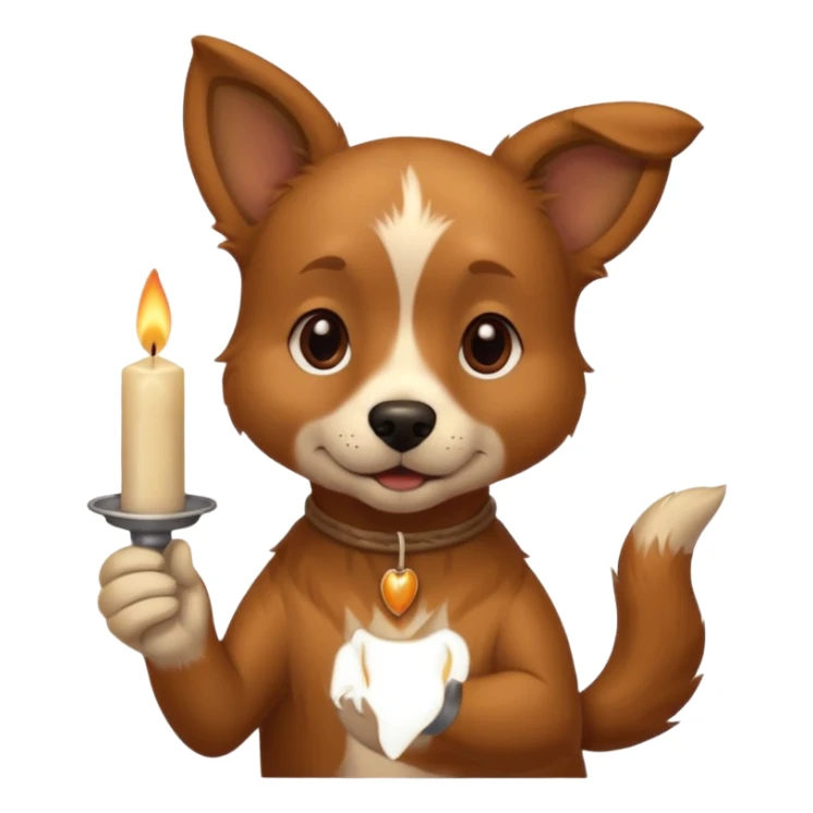 dog holding a lit aromatic candle in hand sticker