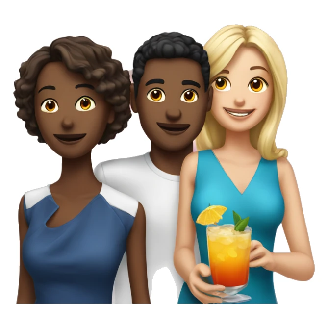 1 boy, 2 girls with cocktails  sticker