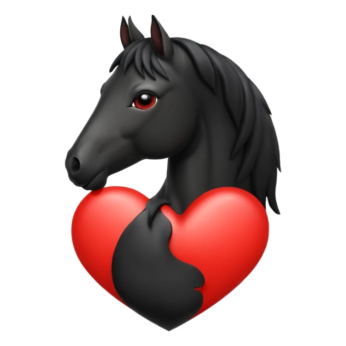 Black Horse centered within a red heart emoji sticker