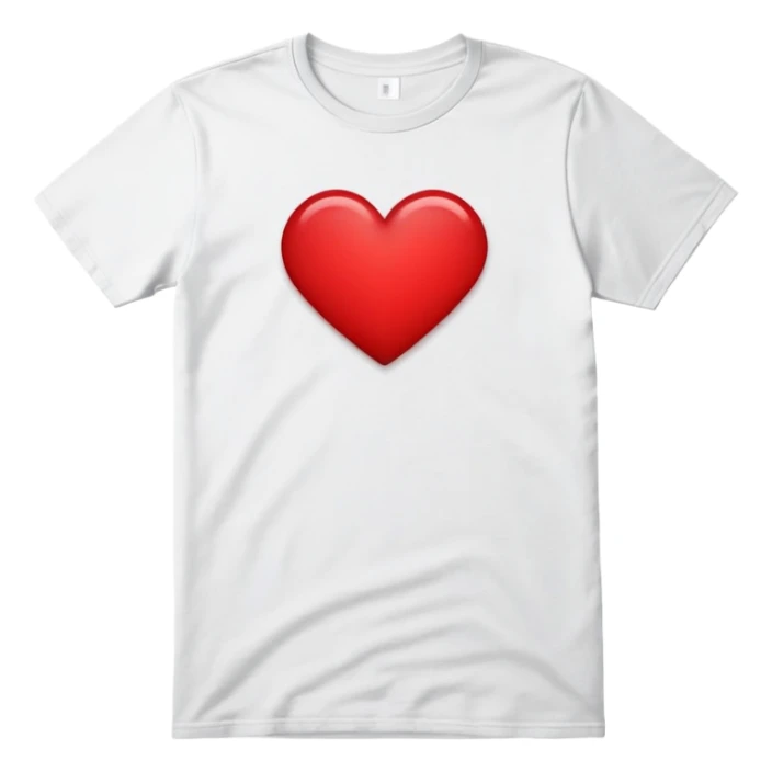graphic tee shirt with a heart design sticker
