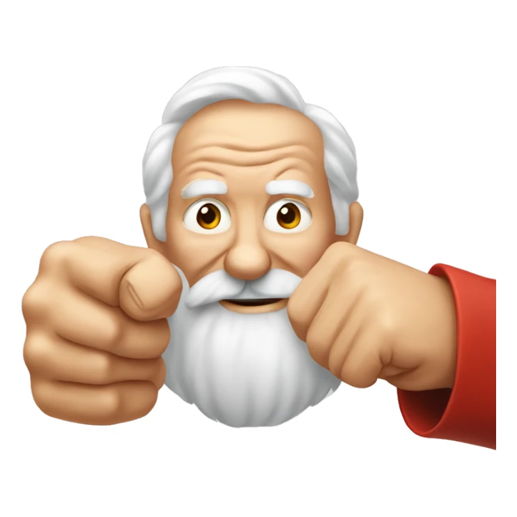 red bearded old man fist bumping with fist facing towards the camera, smiling sticker