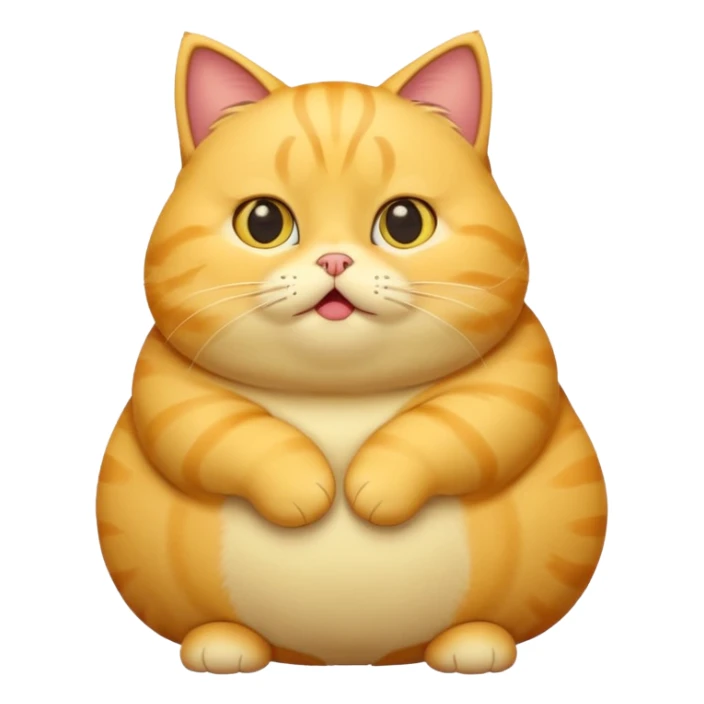 cute yellow fat cat confused whole body sticker