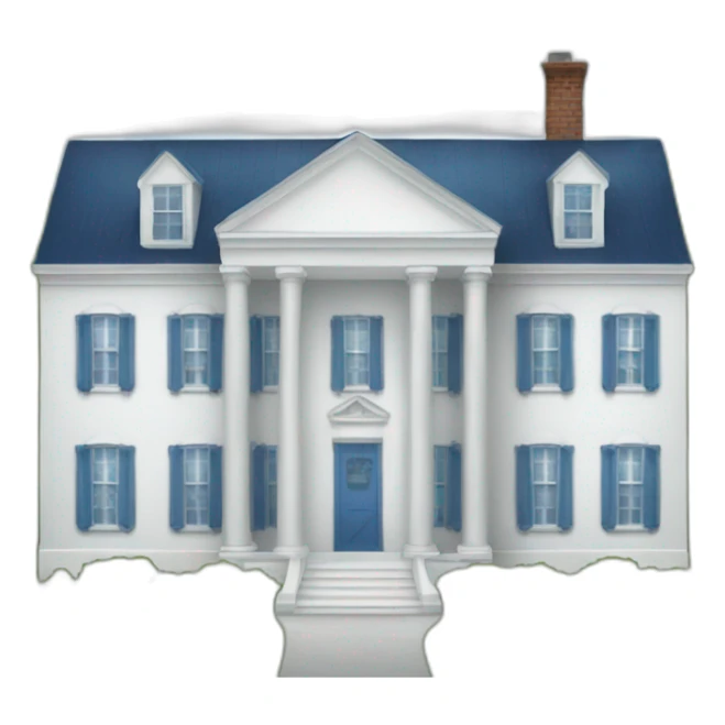 white house with blue roof sticker