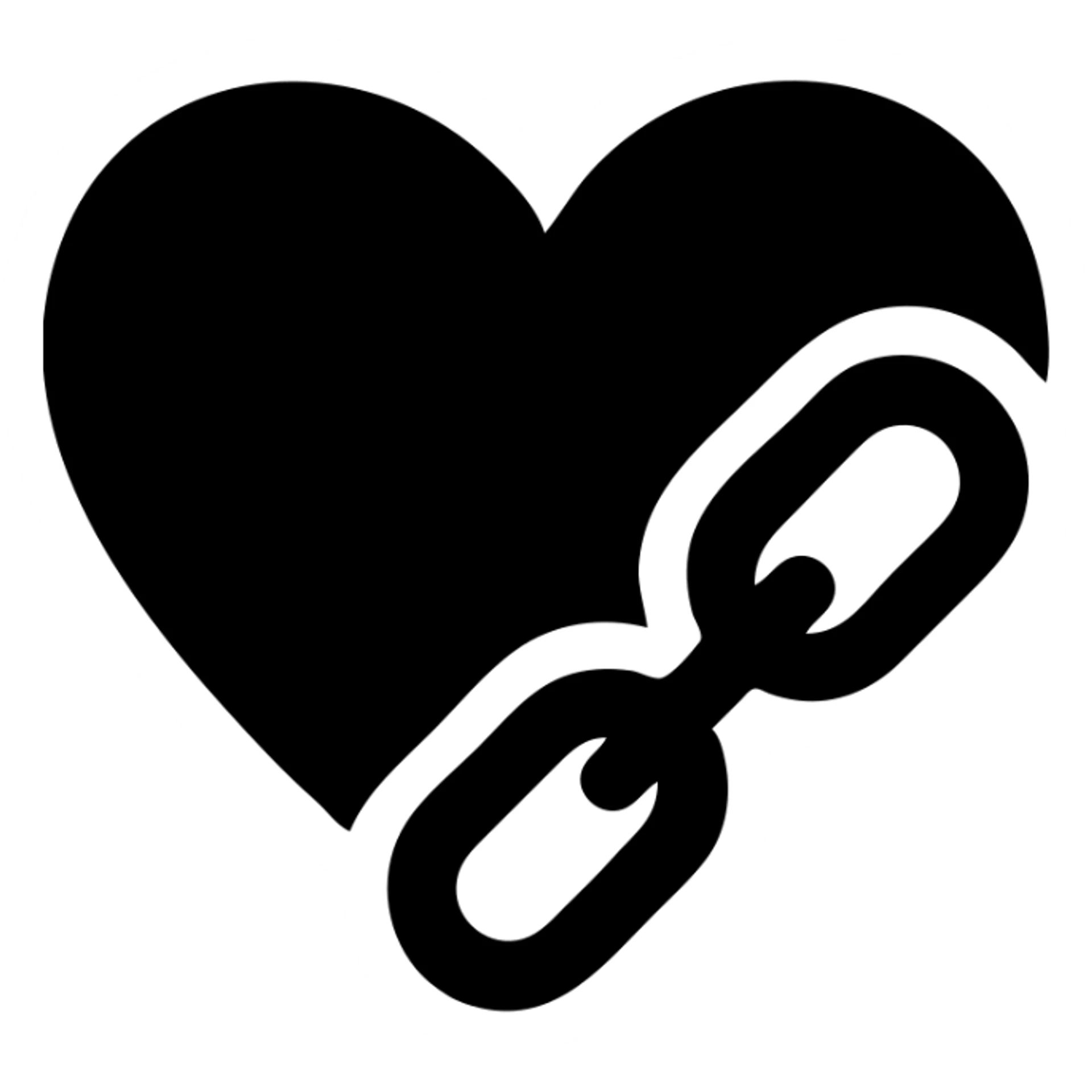 chain heart, solid black icon, bold lines sticker