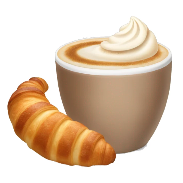 Cup of cappuccino with croissant sticker