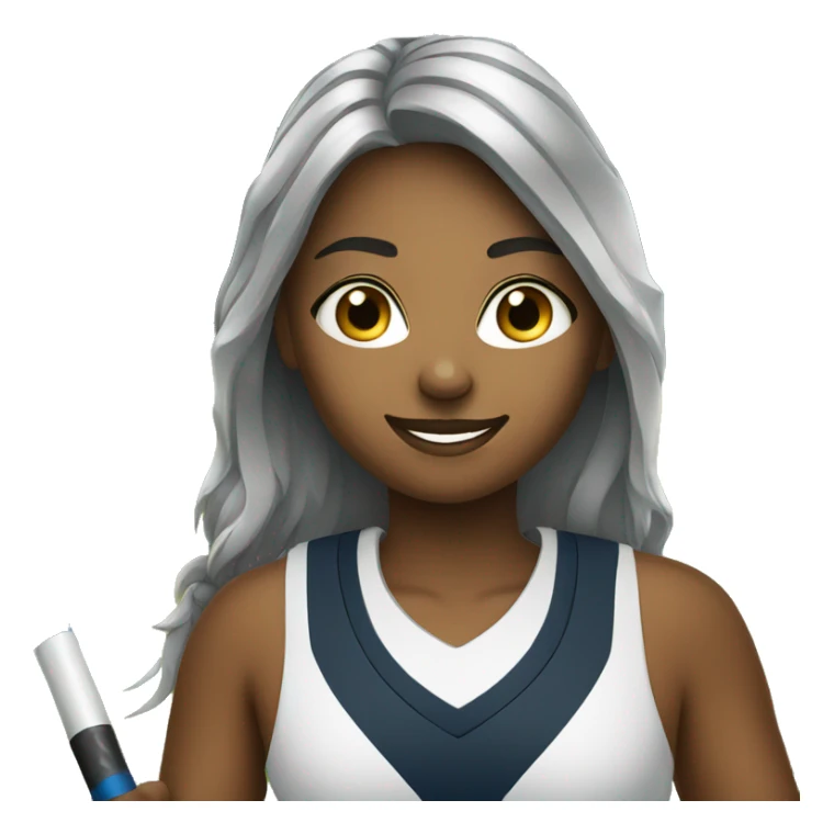 girl with medium deep skin playing field hockey sticker