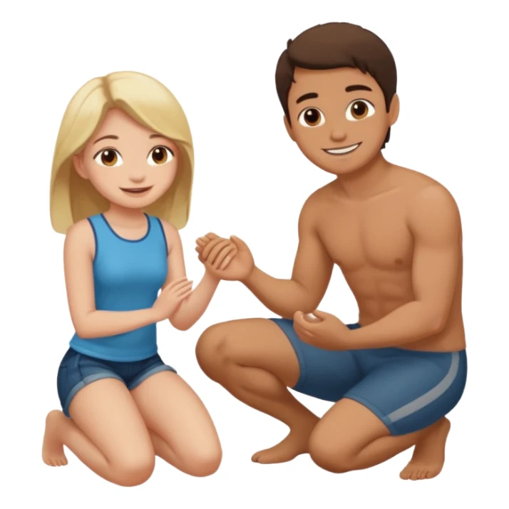 Girl on knees in front of man sticker