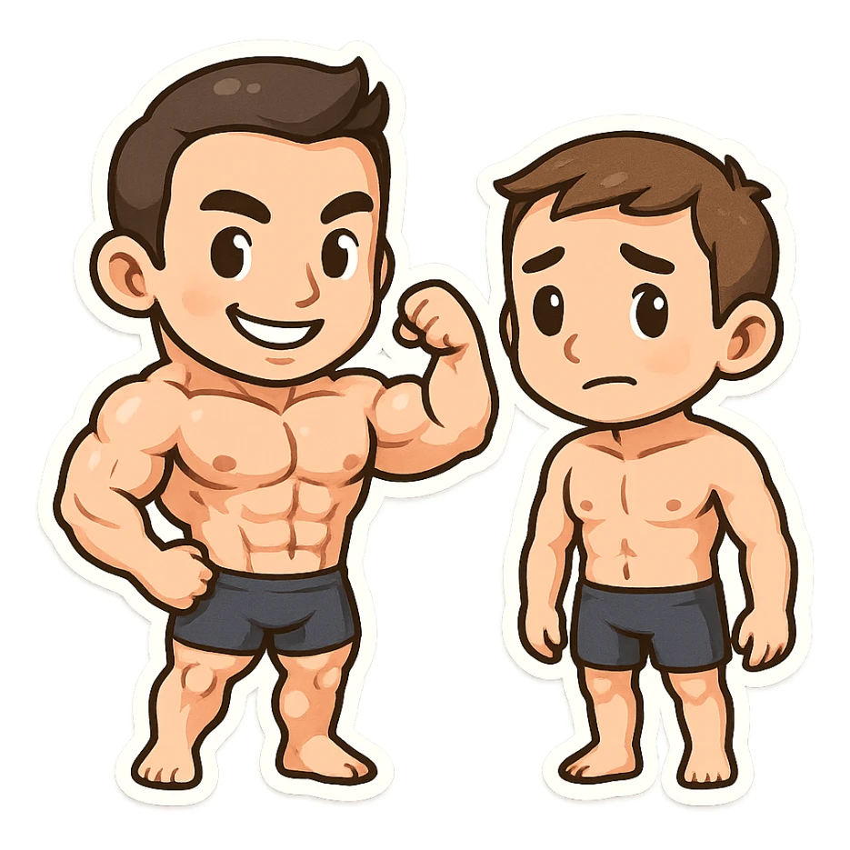 2 bodybuilder with good and poor genetics sticker
