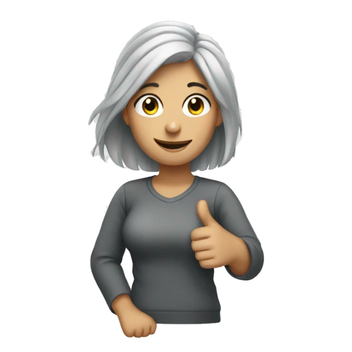 Grey hair girl with thumb up sticker