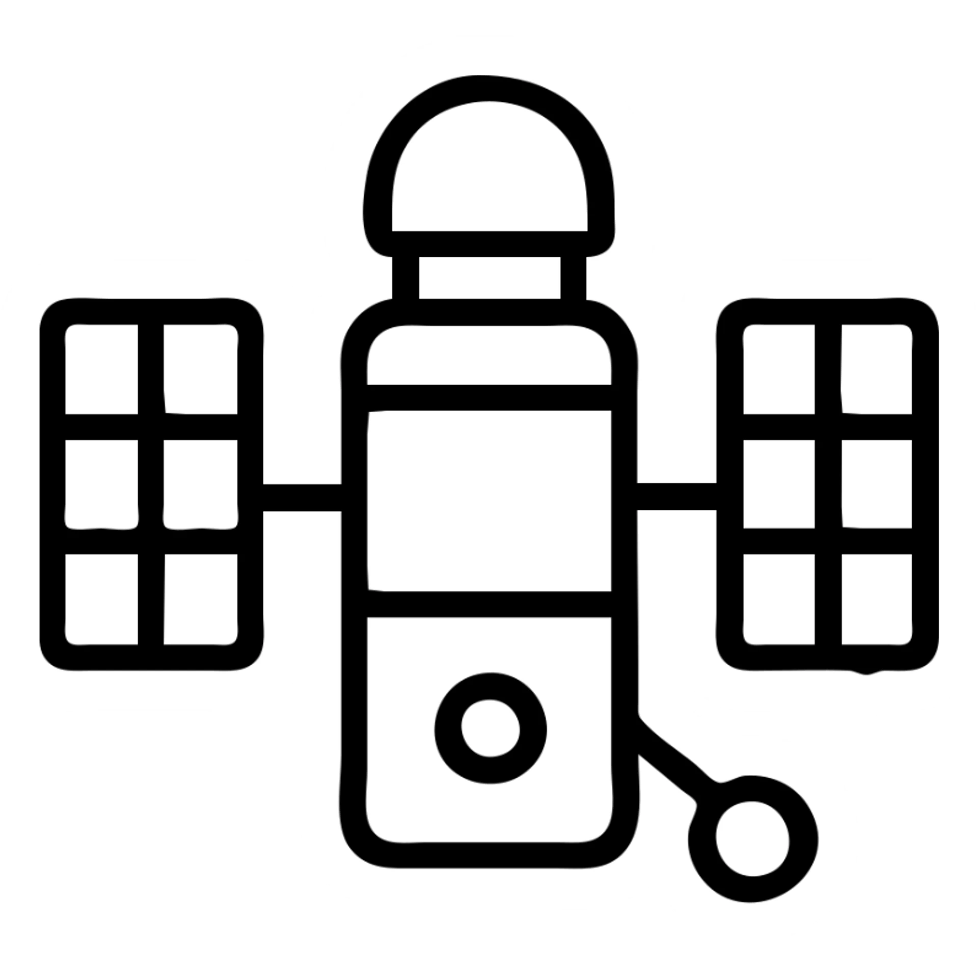 Hubble Space Telescope, outlined icon style, minimal and clean sticker