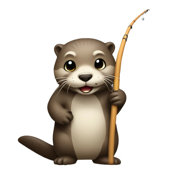An otter with a fishing pole sticker