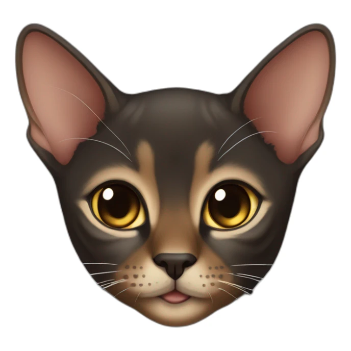 dark abyssinian cat with big ears and black kitten with small white speck sticker