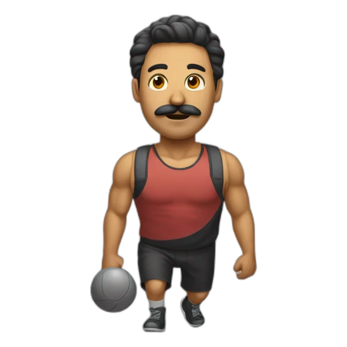  Expressivelyh strenuously carrying a lot of balls Man with mustache sticker