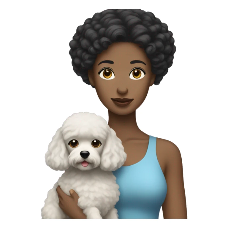 pale black haired woman holding poodle sticker