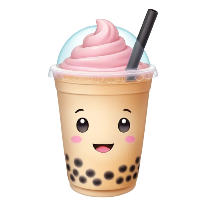 kawaii bubble tea with cute face and pastel colors sticker