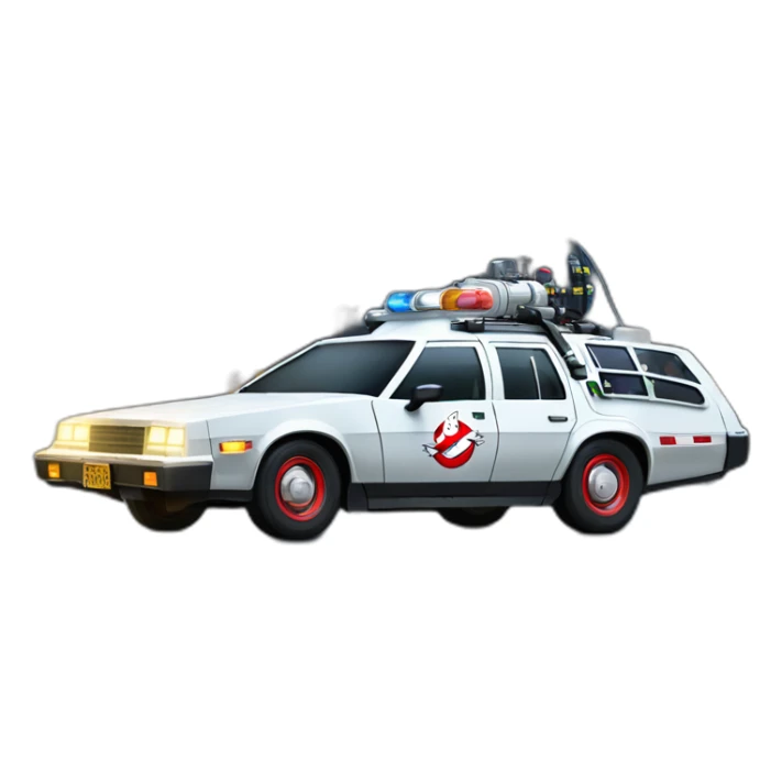 Ghostbusters ECTO-1 as a DeLorean at night sticker