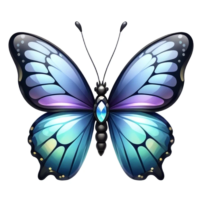 Glossy shiny iridescent Obsidian glass crystal butterfly sticker