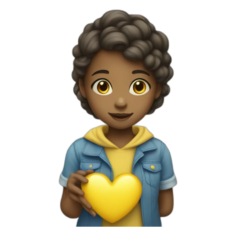 little girl with blue and yellow heart and she is kind sticker