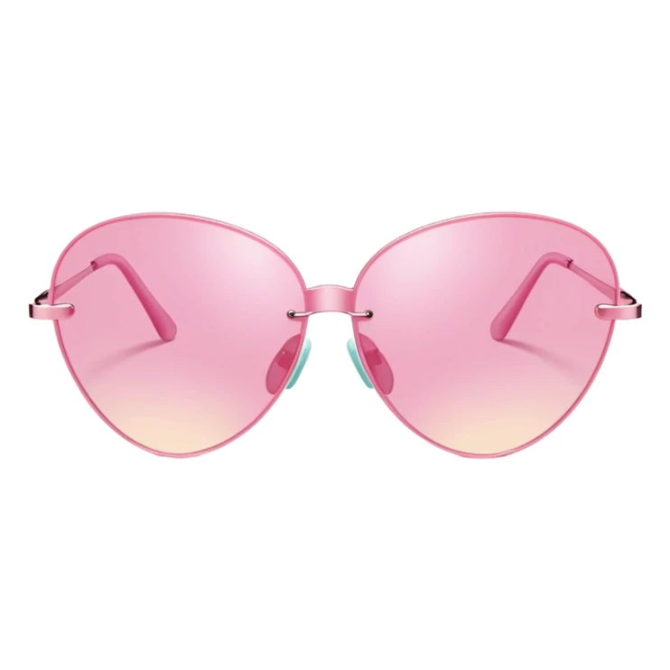 teardrop shaped pink frameless sunglasses, Y2K aesthetic, early 2000s style sticker