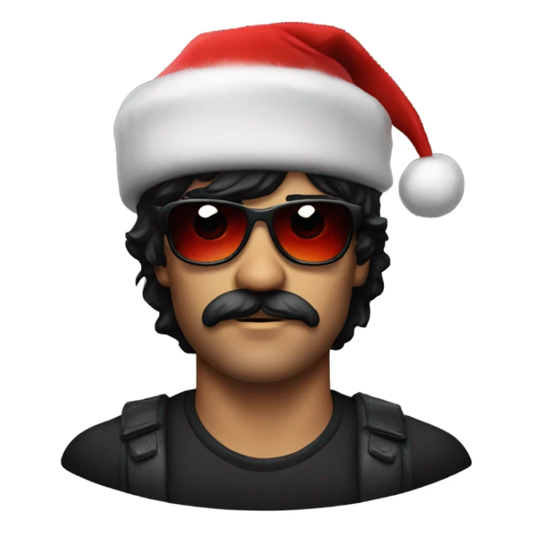 A man similar to dr disrespect with a Christmas hat sticker