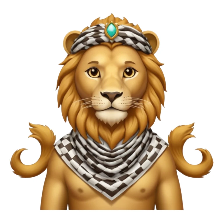 León con keffiyeh estilo rey árabe actual  sticker