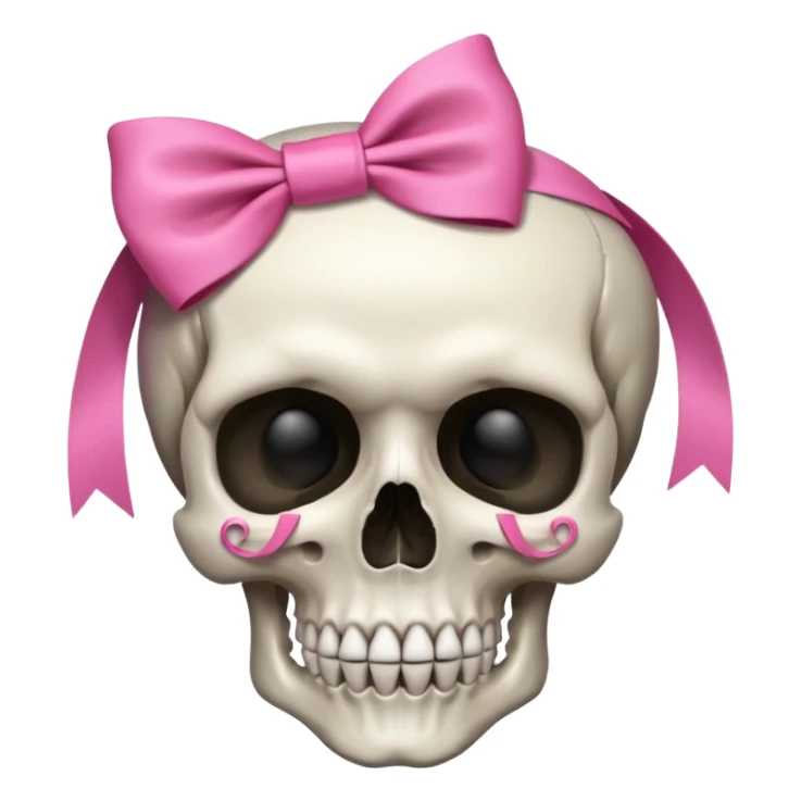 A skull with a small pink ribbon on the side of its head sticker