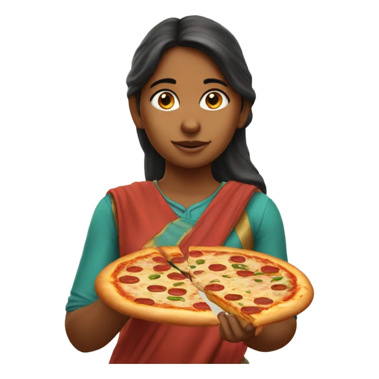 indian girl eating pizza sticker