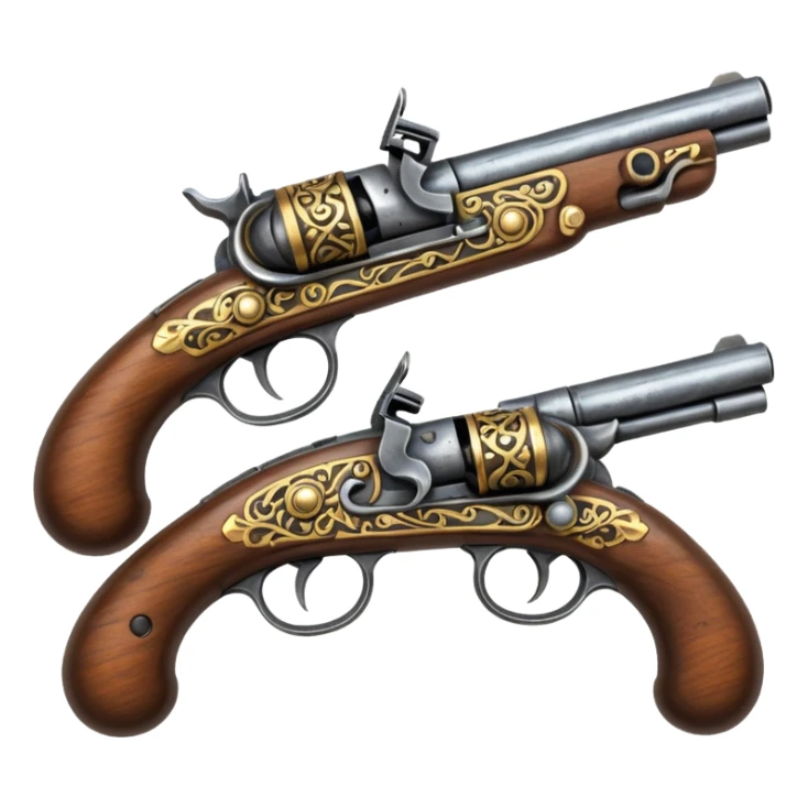 2 flintlock pistols laid on top of one another sticker