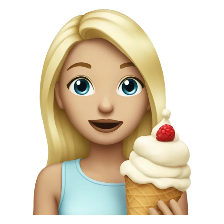 Beautiful blonde girl eating an icecream  sticker