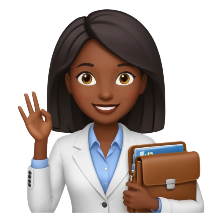 a financier black skin girl with a portfolio sticker