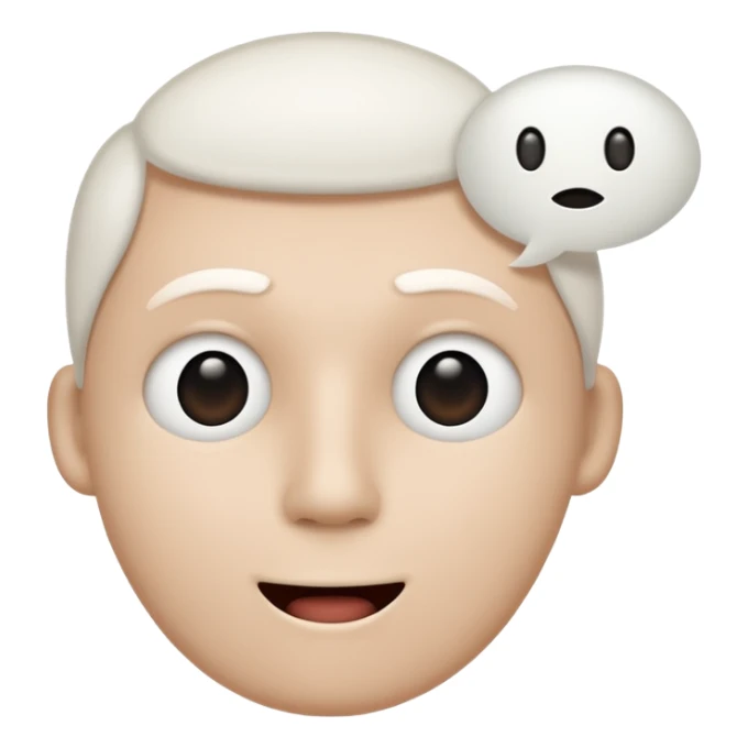 A very simple white stickman with no dostinc features but a mouth with awhite bubble chat above his head sticker