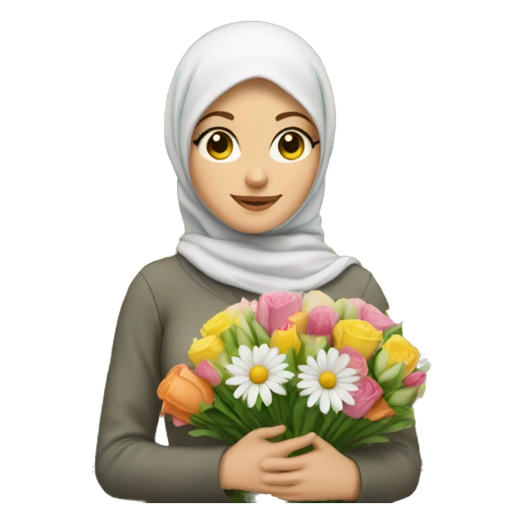 White girl with hijab buying flowers  sticker